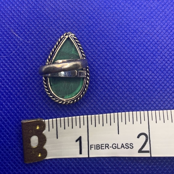 Comfort Curl ADJUSTABLE Genuine Fab Green Malachite Ring! .925 Sterling Overlay - Picture 14 of 16